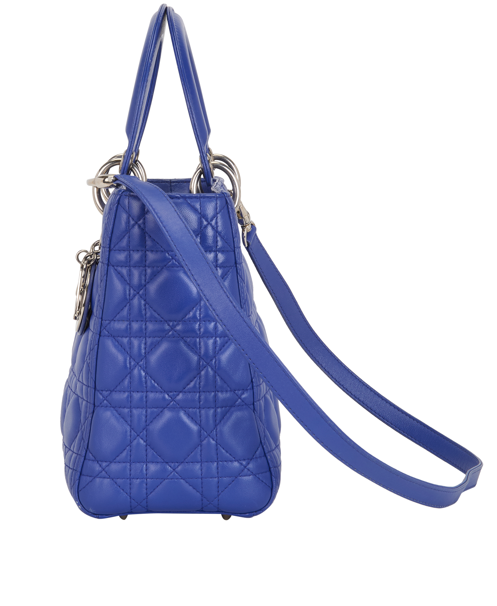 Medium Lady Dior, &pound;1,600, Handbags, Blue, Leather, Bottom view